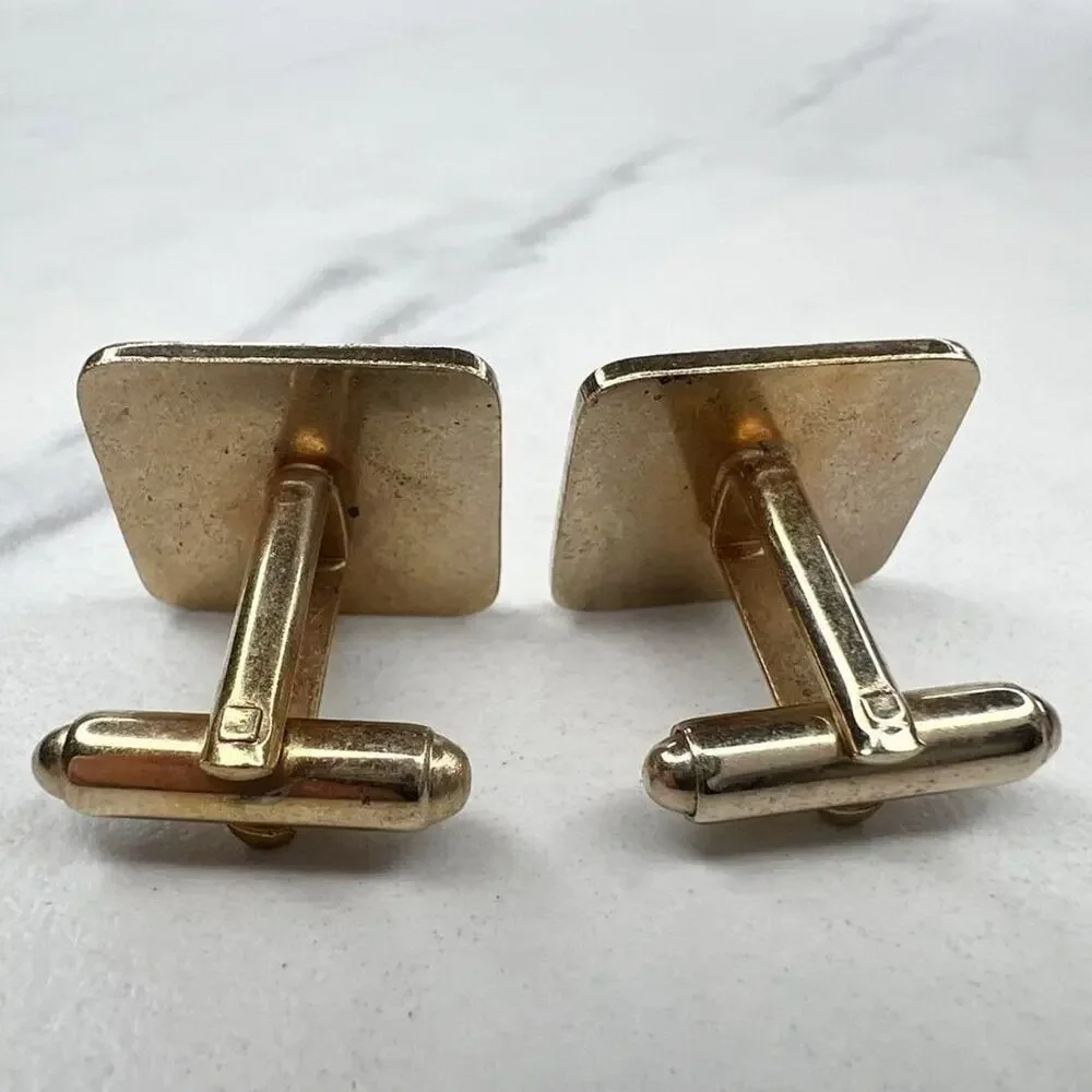Vintage Gold Tone Floral Vine Scroll Engraved Etched Cufflinks